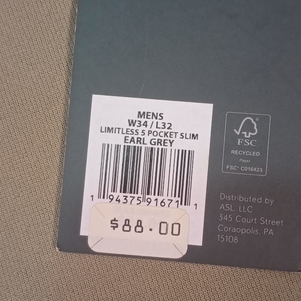 VRST Limitless 5 Pocket Slim Fit Pants Mens 34x32 Earl Grey Stretch Wicking NEW - Picture 7 of 16